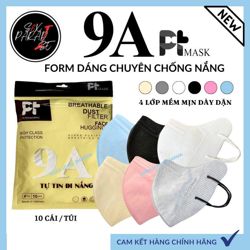 [THÙNG 50 Cái] Khẩu trang 9A PT siêu chống nắng thiết kế dày dặn kiểu dáng rộng rãi ôm trọn mặt
