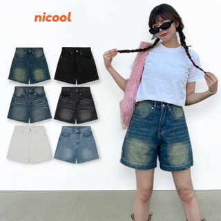 Quần short jeans nữ NICOOL, quần đùi nữ ống rộng lưng cao nhiều màu thời trang N41-D1