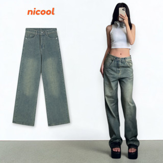 Quần jeans nữ ống suông dài màu wash thời trang, quần bò nữ NICOOL cạp cao tôn dáng N41-Q15