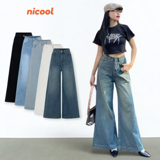 Quần jeans nữ NICOOL, quần bò nữ dáng suông dài ống loe rộng lưng cao tôn dáng N41-Q48