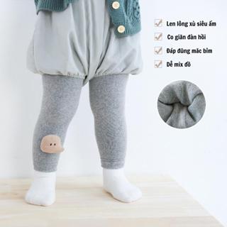 Quần legging lót lông siêu ấm cho bé trai bé bái, quần tất cho bé thêu hình siêu cute (mã 6)
