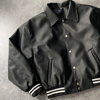 Áo khoác bomber da IMPERFECT nam form boxy