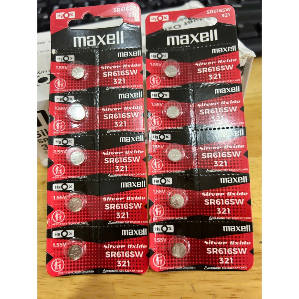 Vỉ 5 viên Maxell SR616 321 SR616SW 616 thay pin đồng hồ đeo tay