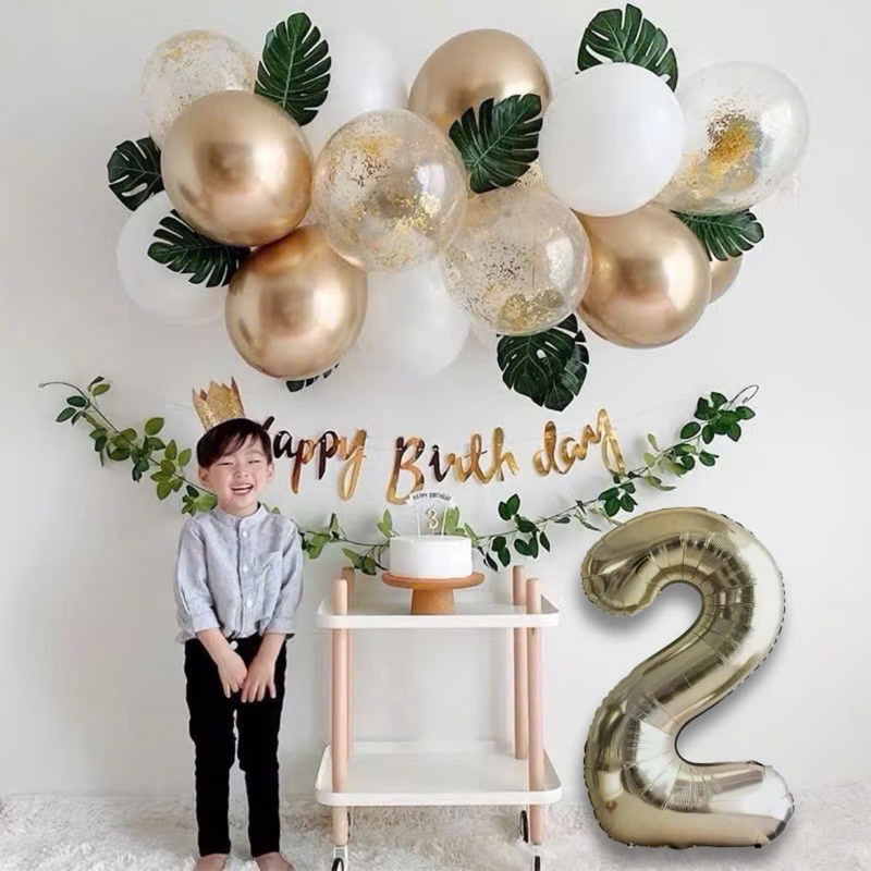 set trang trí INS bóng tone Hàn đơn giản kèm số tuổi bé