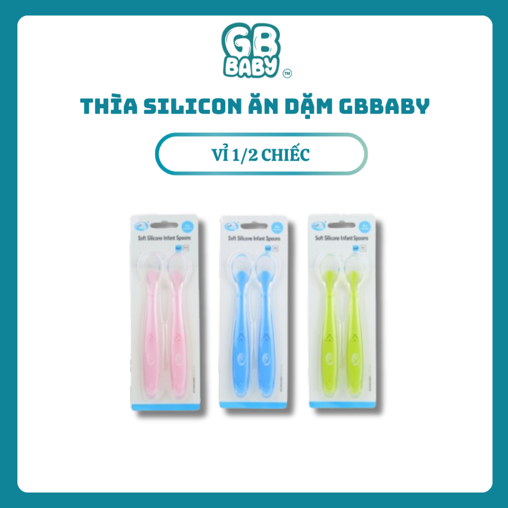 Thìa Ăn Dặm Cho Bé Bọc Silicon Bảo Vệ Nướu GB-Baby Chính Hãng