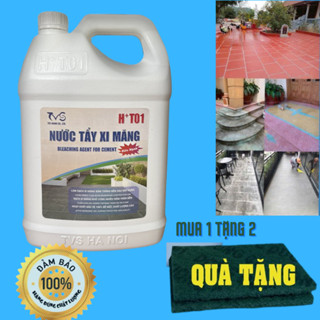 Nước Tẩy Xi Măng TVS HT01 Can 5L - Tẩy Ron Gạch/Đất Đá/Rong Rêu Loại Mạnh, Tặng 2 Pad Chà