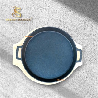 ( Chính Hãng Dragon) Chảo Gang Chống Dính Làm Bánh Xèo, Bánh Mì Chảo Kèm Đế Gỗ Cao Cấp Size 20-24cm