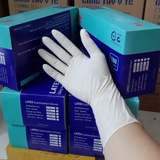 HỘP100 CHIẾC Găng tay Latex Duy Hàng cao su Thiên Nhiên Có Bột 6.5gr CHÍNH HÃNG XS/S/M/L