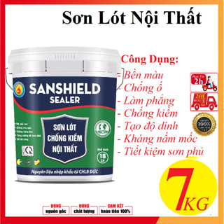 7kg Sơn lót Sanshield chống kiềm nội thất Cao Cấp Làm Phẳng-Chống Nứt-Chống Mốc xịn mịn tăng độ bền