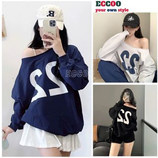 Áo thun nữ lệch vai số 22 ,áo kiểu hàn quốc ulzzang ,Áo sweater dài tay số 22 lệch vai cổ điển cho nữ chất da cá