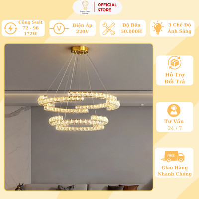 Đèn Thả Trần Energy Green Lighting 1 - 2 Vòng Pha Lê TBD-840 - Trang Trí Phòng Khách / Nhà Hàng - Nội Thất Sang Trọng