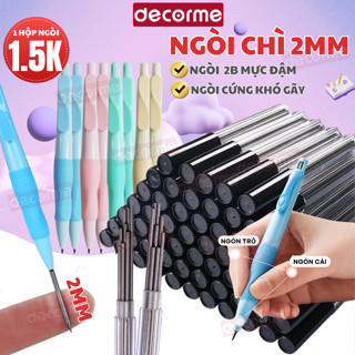 Ruột bút chì bấm 2.0mm ngòi chì 2B DecorMe thay thế bút chì cá heo, bút chì bấm 2mm phụ kiện văn phòng phẩm
