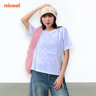 Áo Thun Baby Tee Tay Ngắn Nữ Viền Chỉ Trắng Đen Nicool N22-T13