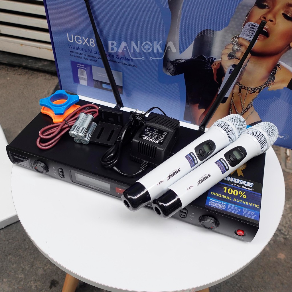 [Loại1] Micro không dây hát karaoke SHURE UGX8 vỉ to, 2 râu sóng khoẻ, tiếng hát trong trẻo cực nhẹ