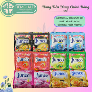  Combo 10 dây nước xả vải Junco  100 gói  đủ màu - Lưu hương tự nhiên thơm ngát hương hoa 