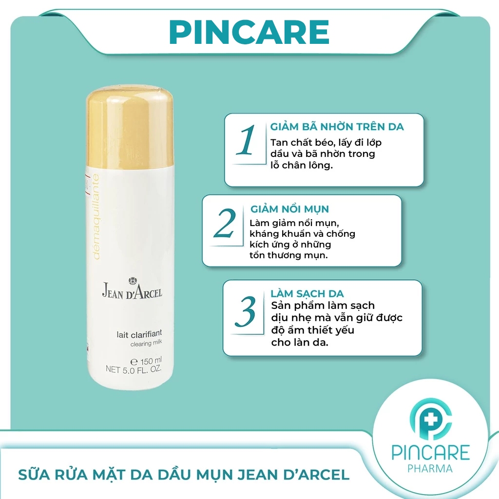 Sữa rửa mặt cho da dầu mụn Jean D’arcel Clearing Milk 150ml - Hàng chính hãng -PINCARE Health & Beauty