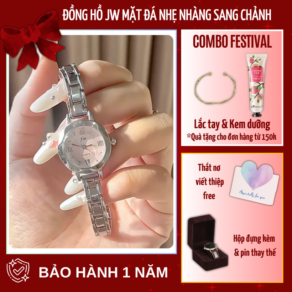 [🔥SẴN HÀNG] Đồng hồ nữ dây kim loại JW mặt nhỏ phong cách Hàn Quốc Đồng hồ đeo tay cho nàng tay nhỏ dây hợp kim không gỉ