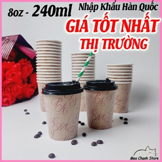 Set 50 Chiếc cốc giấy 240ml - 8oz cafe vỏ xù mẫu ngẫu nhiên đựng cafe siêu đẹp