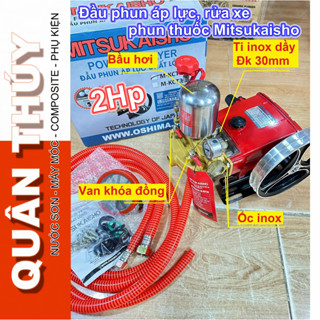  Đầu phun thuốc máy rửa xe áp lực cao giá rẻ Mitsukaisho - 1Hp 2Hp ti INOX tự động bầu hơi 