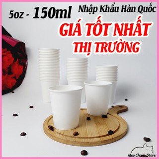  Set 50 Ly Giấy 5oz Cốc Giấy Hàn Quốc 150ml Uống Nước Văn Phòng Spa Nha Khoa Phòng Khám 