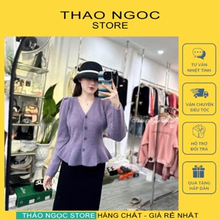 Áo len lông nữ kim sa cổ tim nút hoa line bèo hàng nhập! (có sẵn, hình thật) THẢO NGỌC STORE