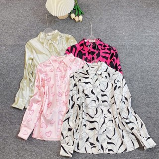 Áo sơ mi lụa họa tiết cổ đức tay dài mã 3267F