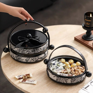  Khay để mứt tết kèm nắp buộc nơ sang trọng hoạ tiết cổ điển decor trang trí gia đình 