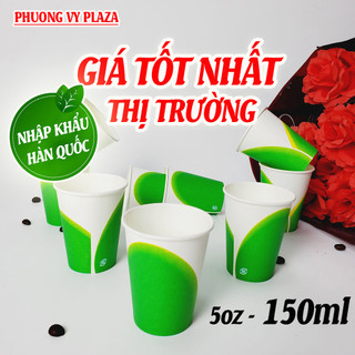 50 chiếc ly giấy 5oz - 150ml họa tiết xanh cốc giấy NHẬP KHẨU HÀN QUỐC