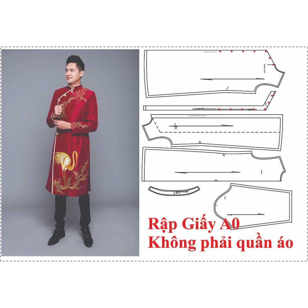 Rập giấy áo dài nam gài nút mã AD44 (BẢN VẼ)