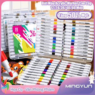 Bộ 100 Bút Màu Acrylic Marker Không Lem, Màu Vẽ Acrylic 12/24/36/48/60/80/100/120 Màu -Màu Tươi Sáng