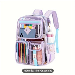 Balo Trong Suốt Phong Cách Preppy Cho Nữ - Cặp Đi Học Vải TPU Kiểu Dáng Thời Trang Với Dây Đeo Điều Chỉnh Được, TA0195