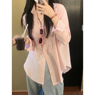  Áo sơ mi tay dài nữ sọc chất kate mền Freesize 