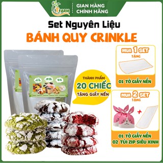Set làm bánh Crinkle Cookie [20 chiếc] nguyên liệu tự làm Bánh Quy Phủ Đường Crinkle 3 vị tùy chọn