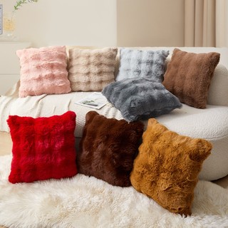  Vỏ gối tựa sofa lông thỏ 45cmx45cm mềm mịn êm ái vỏ gối vuông tựa vỏ gối tựa lưng gối ôm decor nhà văn phòng bar 