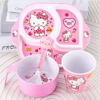 🌸[ HELLO KITTY HỒNG DÂU TÂY ] CHÉN BÁT TÔ DĨA LY CỐC