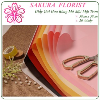 Giấy Gói Hoa 1 Mặt Bóng Mờ Hàn Quốc Đẹp, Giấy Gói Hoa Trơn 1 Màu, Giấy Bóng Kính Một Mặt Màu