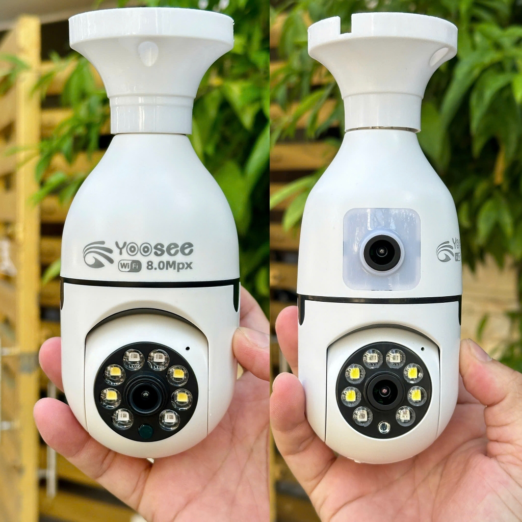 Camera YOOSEE HK212 8Mpx/10 Mpx 1 Mắt/2 Mắt Xoay 360 Độ Hình Dạng Bóng Đèn- Đàm Thoại 2 Chiều