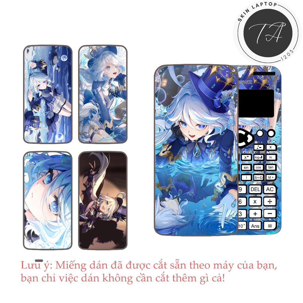 Miếng dán in hình Furina - Genshin Impact Decal máy tính Casio fx570/ fx580/ fx880/...đã cắt sẵn