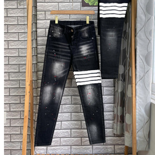 quần bò jean nam dài đen rách sọc đùi mẫu mới đẹp, vải đẹp mềm mịn form bó nhẹ tông dáng giá tốt KAYSTORE