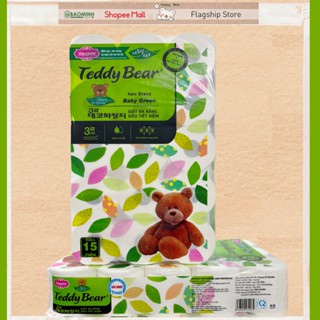  Giấy vệ sinh lụa TEDDY BEAR BABY SOFT 15 CUỘN CÓ LÕI giấy trắng dai mềm mịn làm từ bột giấy nguyên chất 