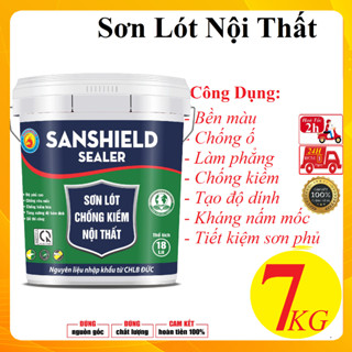 7kg Sơn lót Sanshield chống kiềm nội thất Cao Cấp Làm Phẳng-Chống Nứt-Chống Mốc xịn mịn tăng độ bền