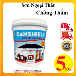  5kg Sơn nước SanShield NEW ngoài trời chống thấm láng mịn trang trí nhà cửa decor ngoại thất nhà 