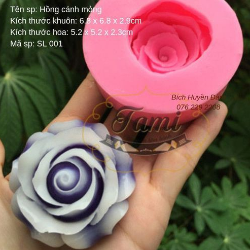 Khuôn hoa hồng cánh mỏng làm rau câu, socola, nến, xà phòng