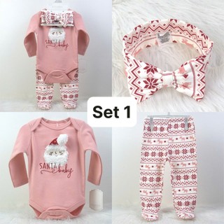Set bodysuit bộ liền thân dài tay dài quần cho bé siêu ấm áp