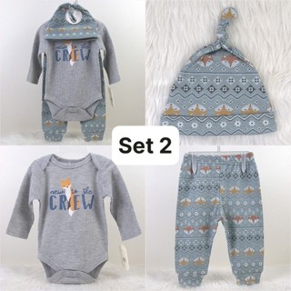 Set bodysuit bộ liền thân dài tay dài quần cho bé siêu ấm áp