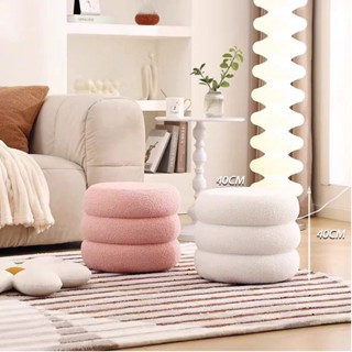 Ghế đôn tròn 3 tầng chất lông cừu Nhu Y Decor  ghế ngồi đa năng êm ái trang trí phòng khách, ghế bàn trang điểm