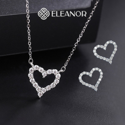 Dây chuyền bông tai nữ Eleanor Accessories bộ trang sức đính đá trái tim phụ kiện trang sức 8846