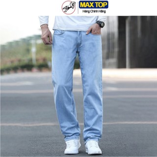 Quần Jean Nam MAXTOP, Quần Bò nam dáng suông Co Giãn, Ống Rộng có Big Size, Phong Cách Lịch Sự