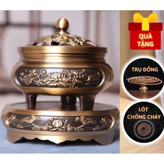[Đồng Thật]Lư xông trầm hương, lư xông trầm - đỉnh đốt nhang bằng đồng đúc nguyên khối cao cấp