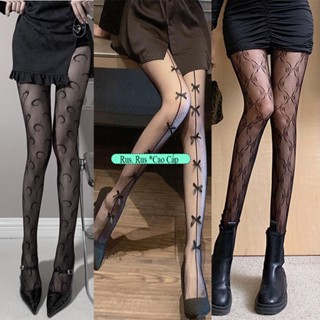   HÀNG ĐẸP  Quần tất Vớ lưới ren đen hoạ tiết gợi cảm quyến rũ - Vớ cao cổ lolita tất đùi nữ 